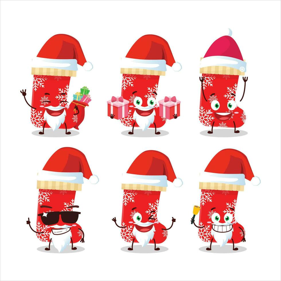 Papa Noel claus emoticones con rojo Navidad calcetines dibujos animados personaje vector