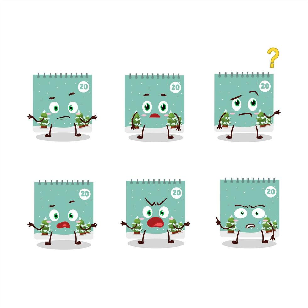 Cartoon character of 20th december calendar with what expression vector