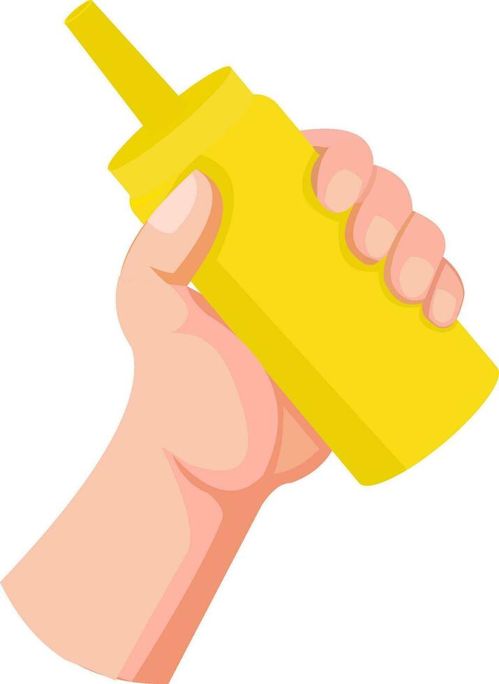 vector illustration of a hand holding mayonnaise