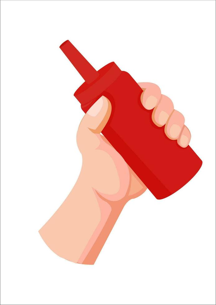 vector illustration of a hand holding tomato sauce