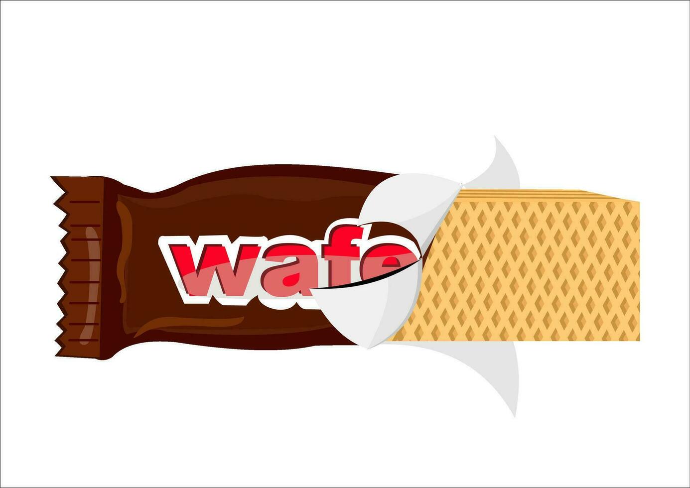 vector illustration of a chocolate wafer wrapper with a peel off wrapper