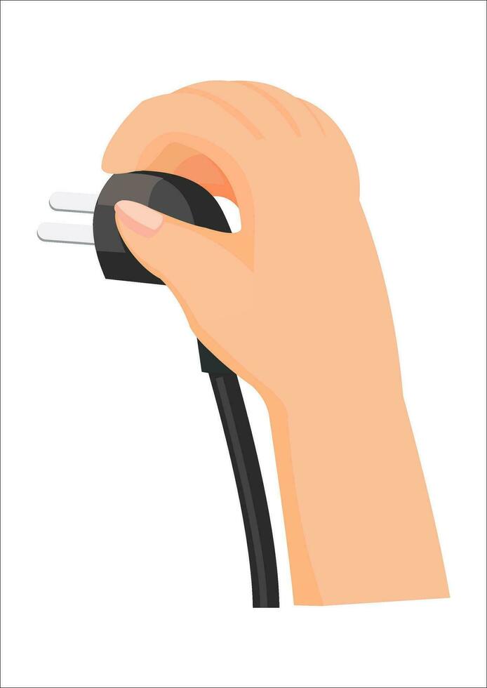 vector ilustración de un mano participación un poder enchufe cable