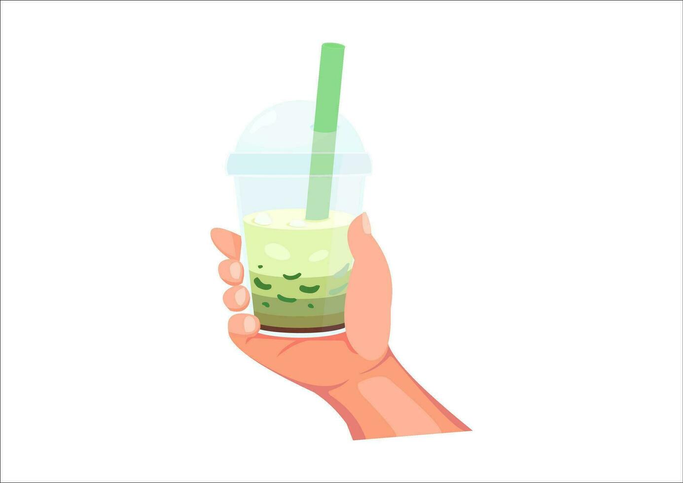 hand holding a glass of cendol vector