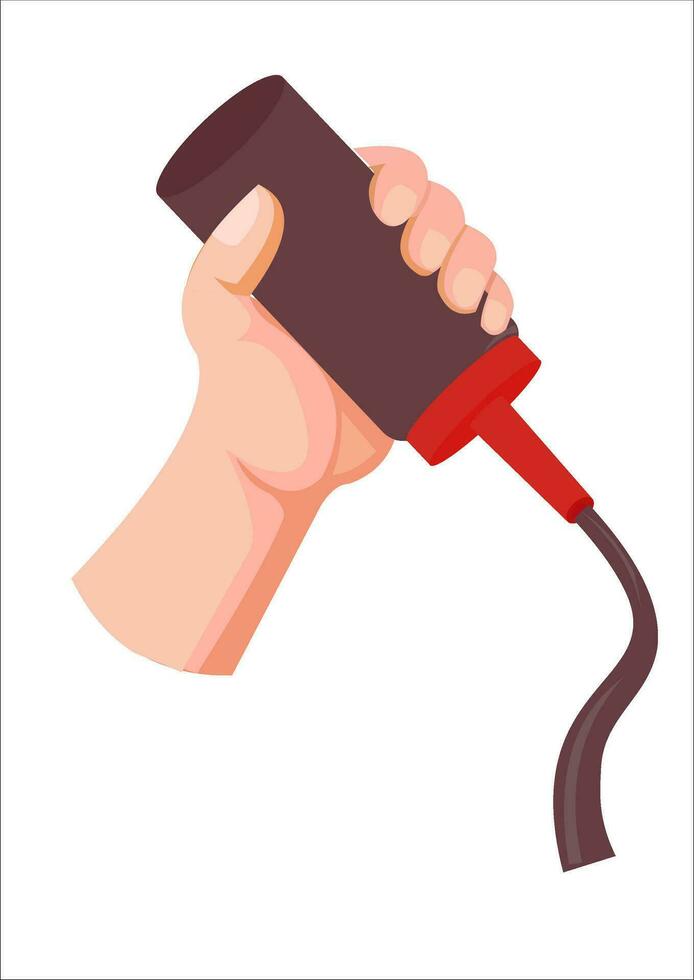 vector illustration of hand pouring soy sauce