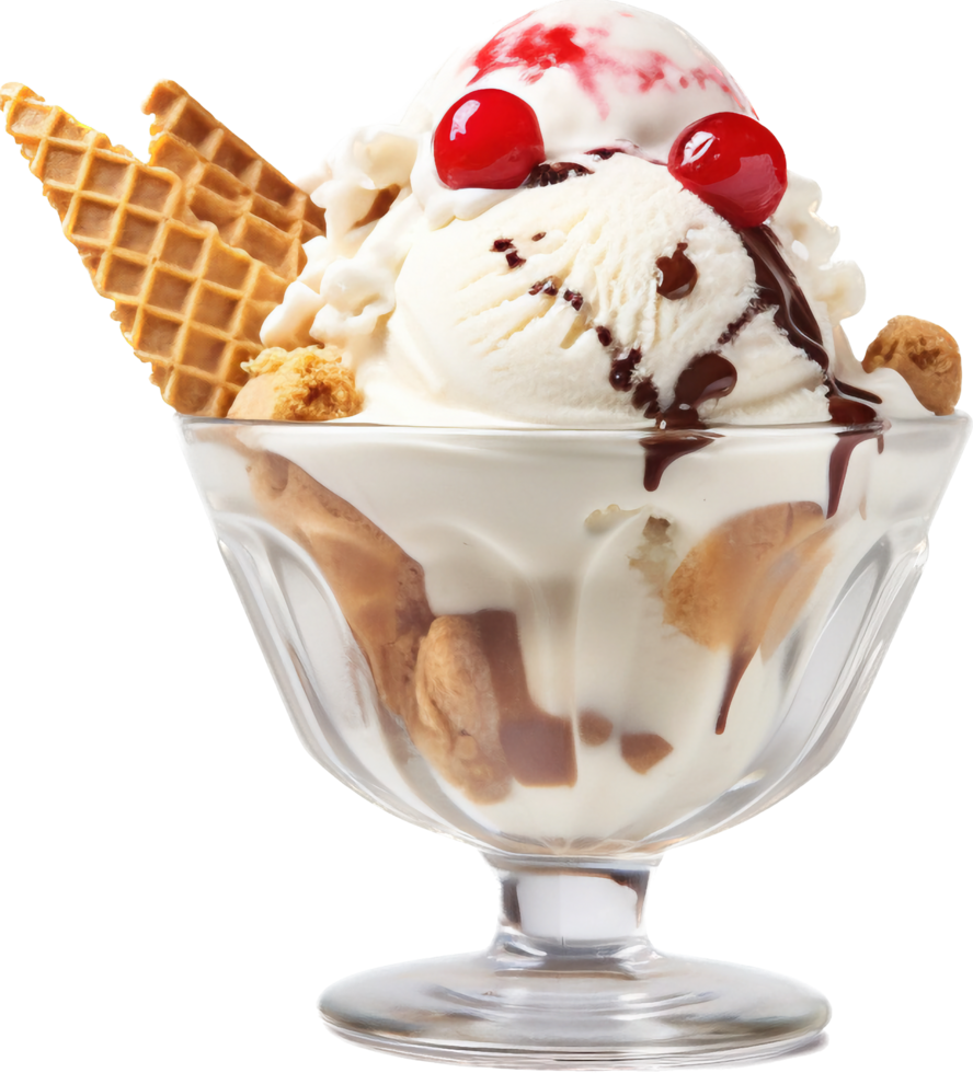 hielo crema helado con frutas y nueces png con ai generado