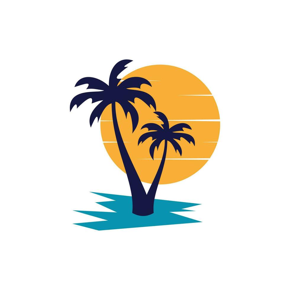 Palm tree with modern abstract concept logo design vector