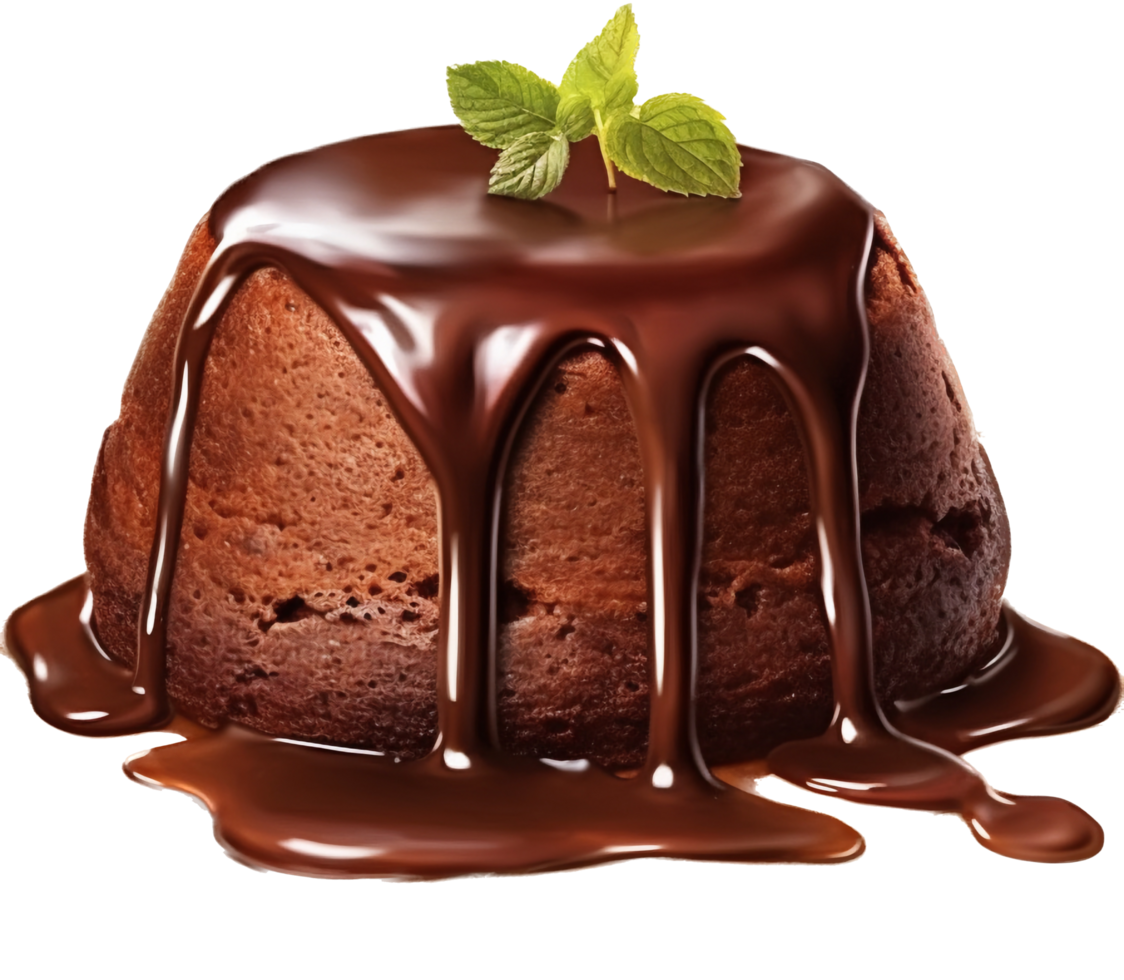 Chocolat lave gâteau png avec ai généré.