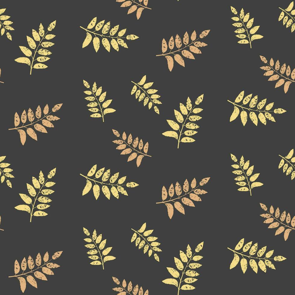 Grunge Pattern Yellow and Orange Leaves on Black vector