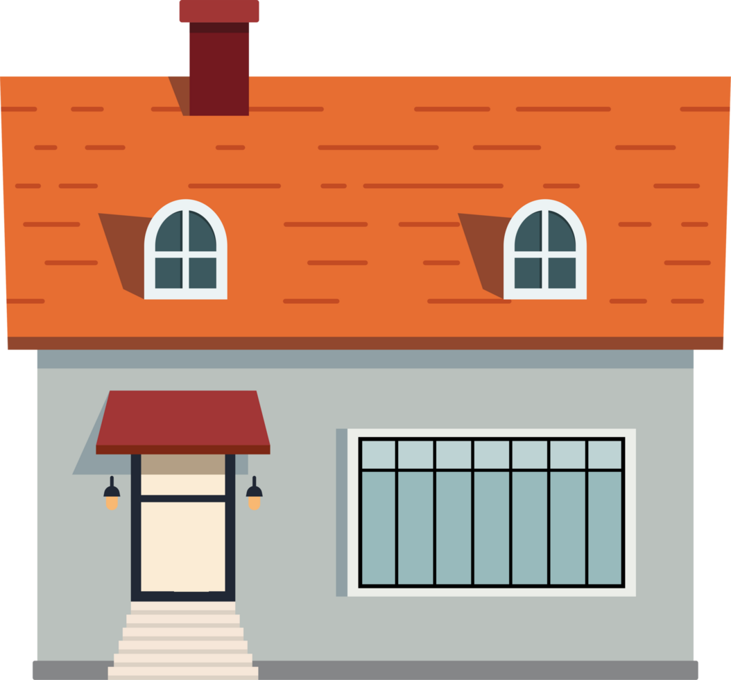 Residential House Illustrations in Flat Design Style Architecture, Cartoon. png