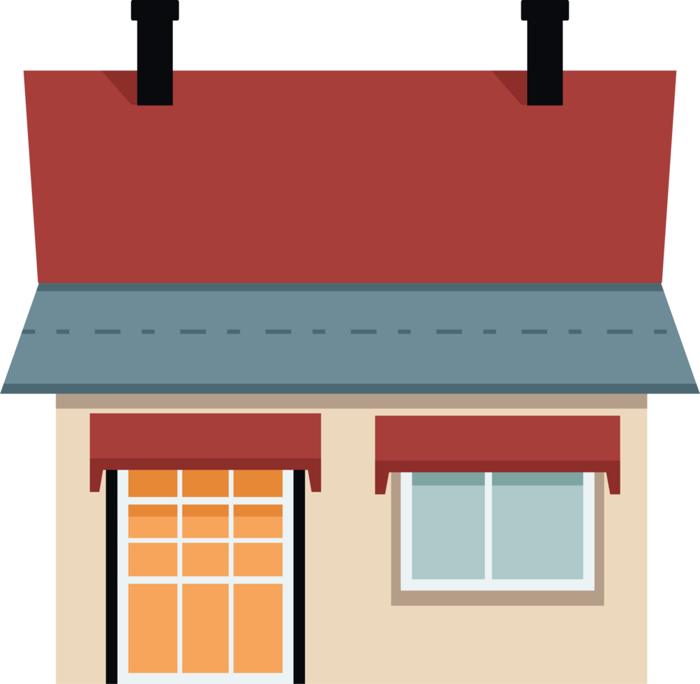 Residential House Illustrations in Flat Design Style Architecture, Cartoon. png