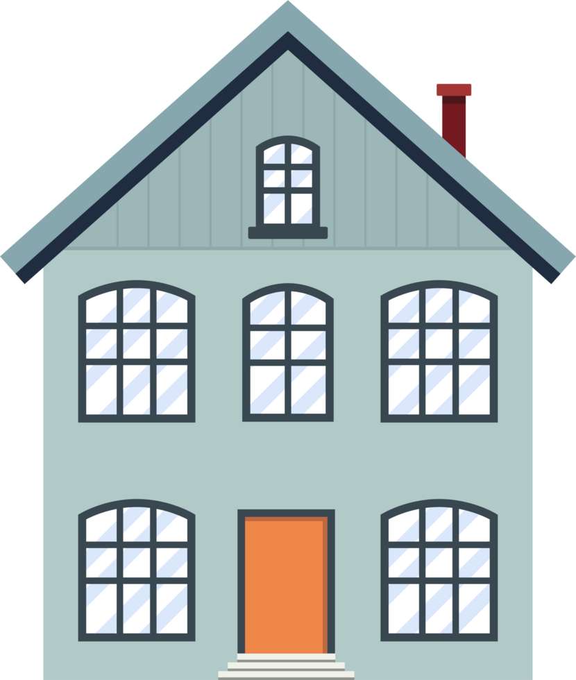 Residential House Illustrations in Flat Design Style Architecture, Cartoon. png