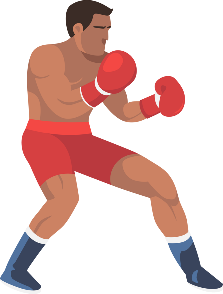 Boxer dibujos animados ilustración. boxeo, deporte, luchar, plano diseño. png