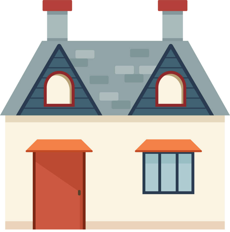 Residential House Illustrations in Flat Design Style Architecture, Cartoon. png