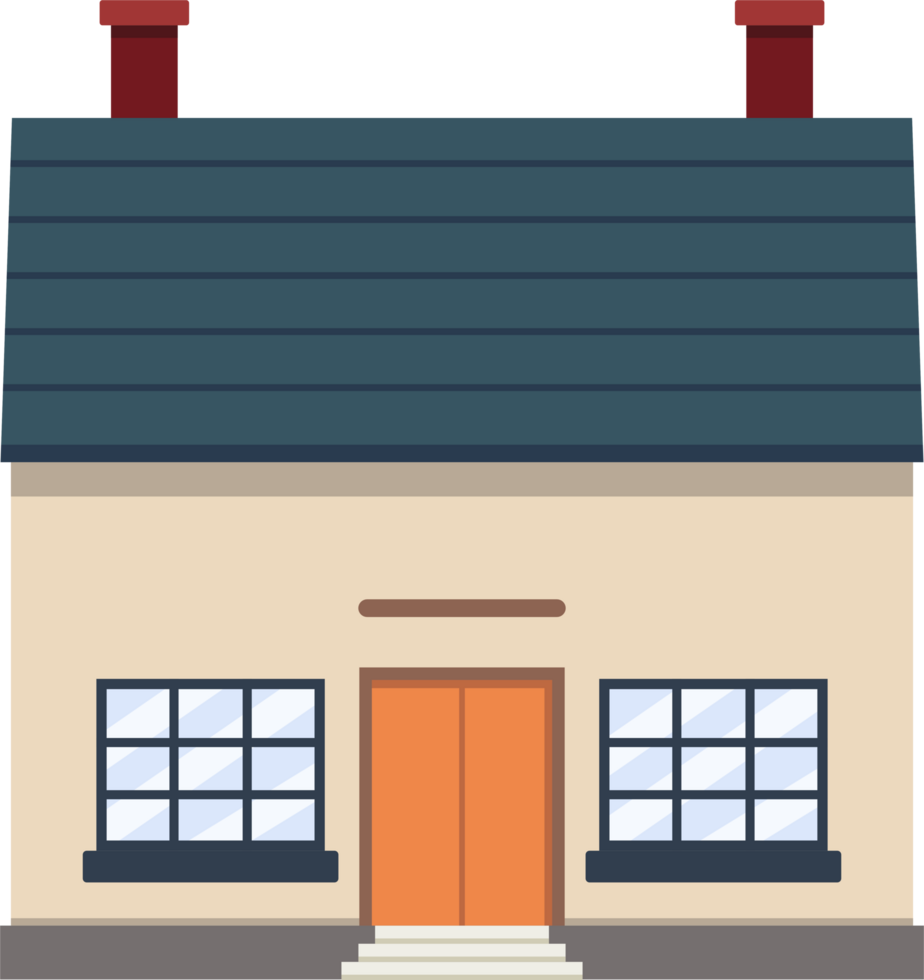 Residential House Illustrations in Flat Design Style Architecture, Cartoon. png