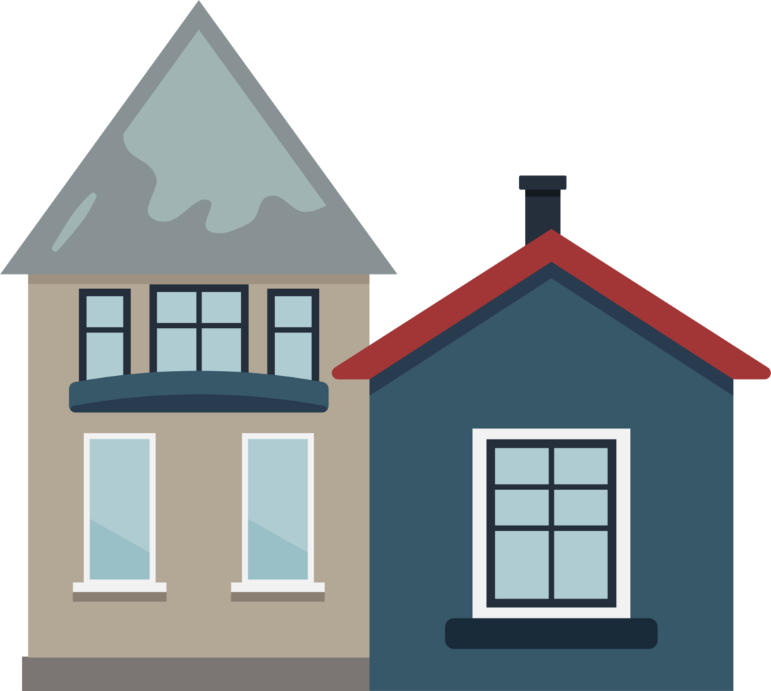 Residential House Illustrations in Flat Design Style Architecture, Cartoon. png