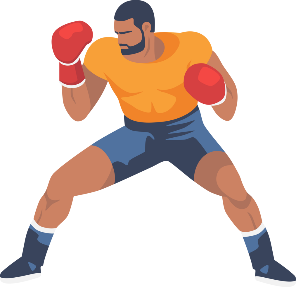 Boxer Cartoon Illustration. Boxing, Sport, Fight, Flat Design. png