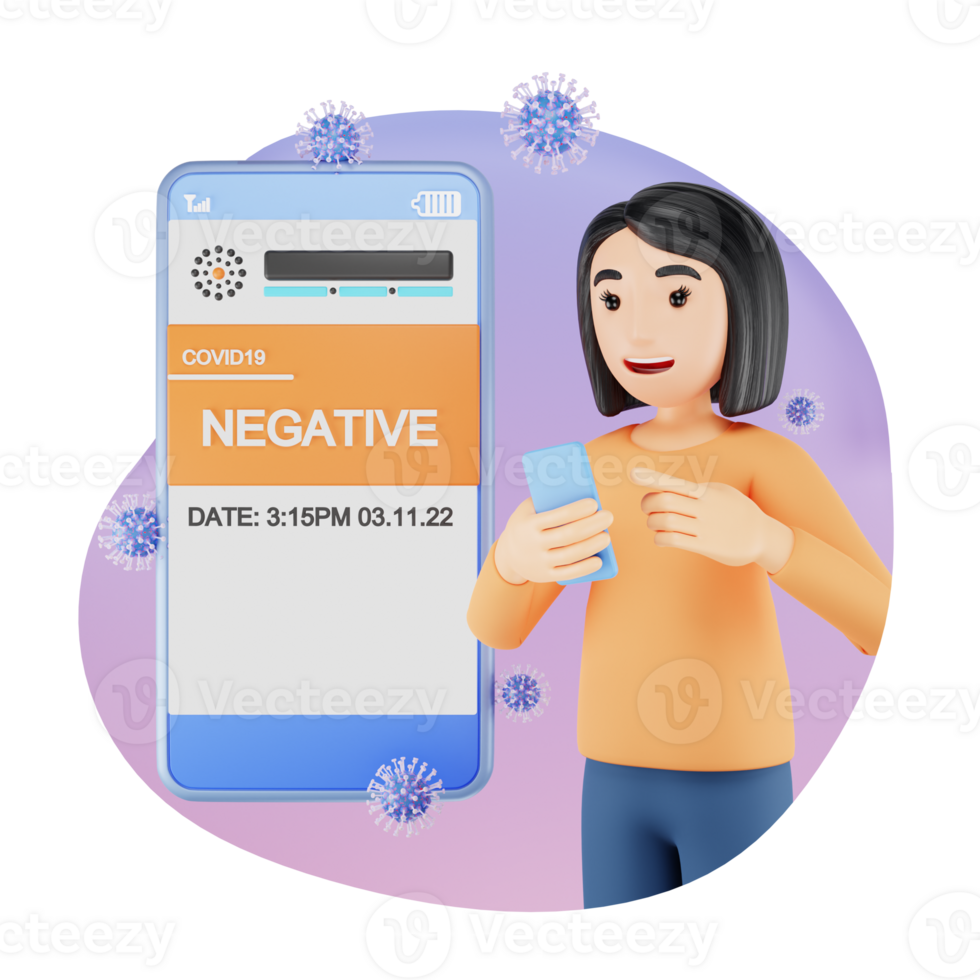 Covid Negative 3D Character Illustration png