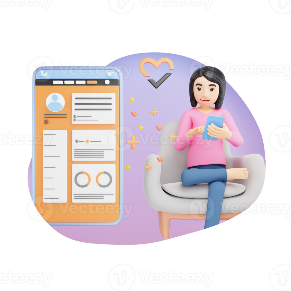 Health Check App 3D Character Illustration png