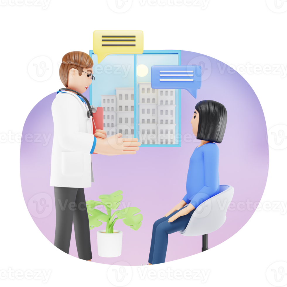 Doctor Giving Advice To Patient, 3D Character Illustration png
