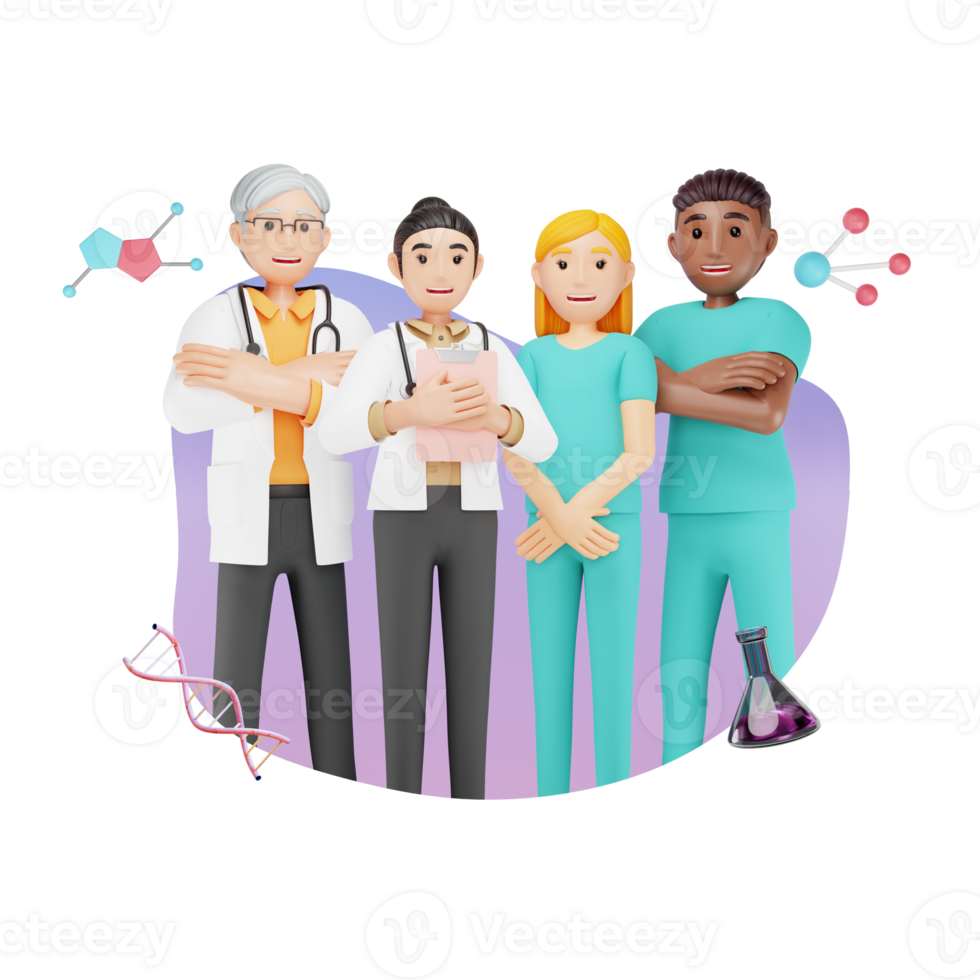 Medical Doctor Team 3D Character Illustration png