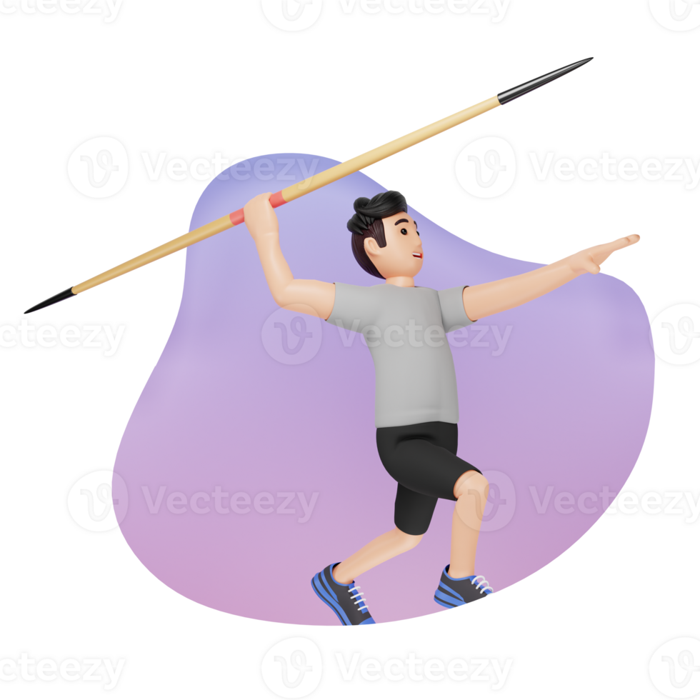 Javelin Thrower 3D Character Illustration png