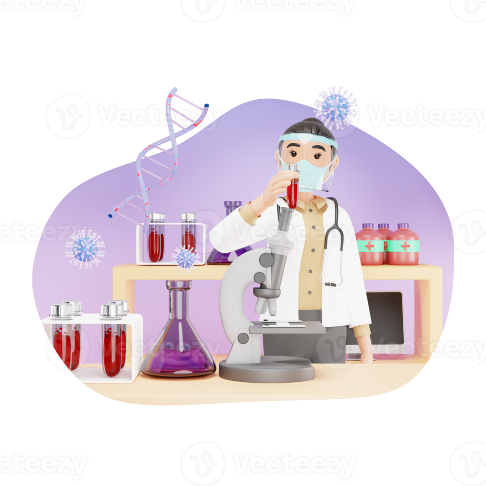 Laboratory Test 3D Character Illustration png