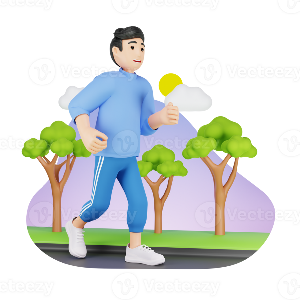 Man Jogging Workout 3D Character Illustration png