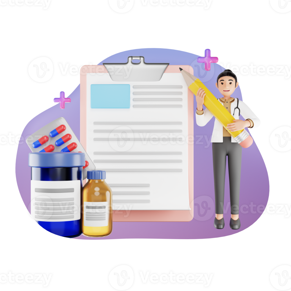 Medical Prescription 3D Character Illustration png