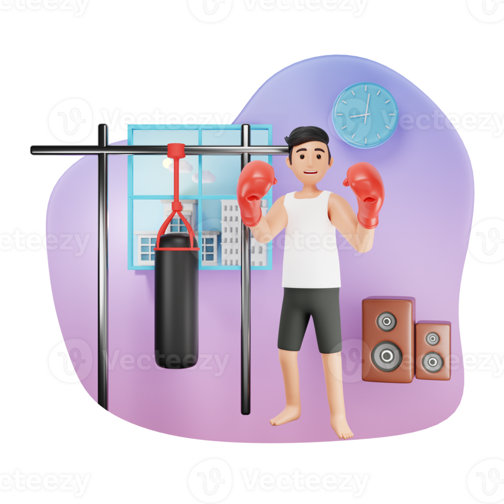 Fighter Doing Training 3D Character Illustration png