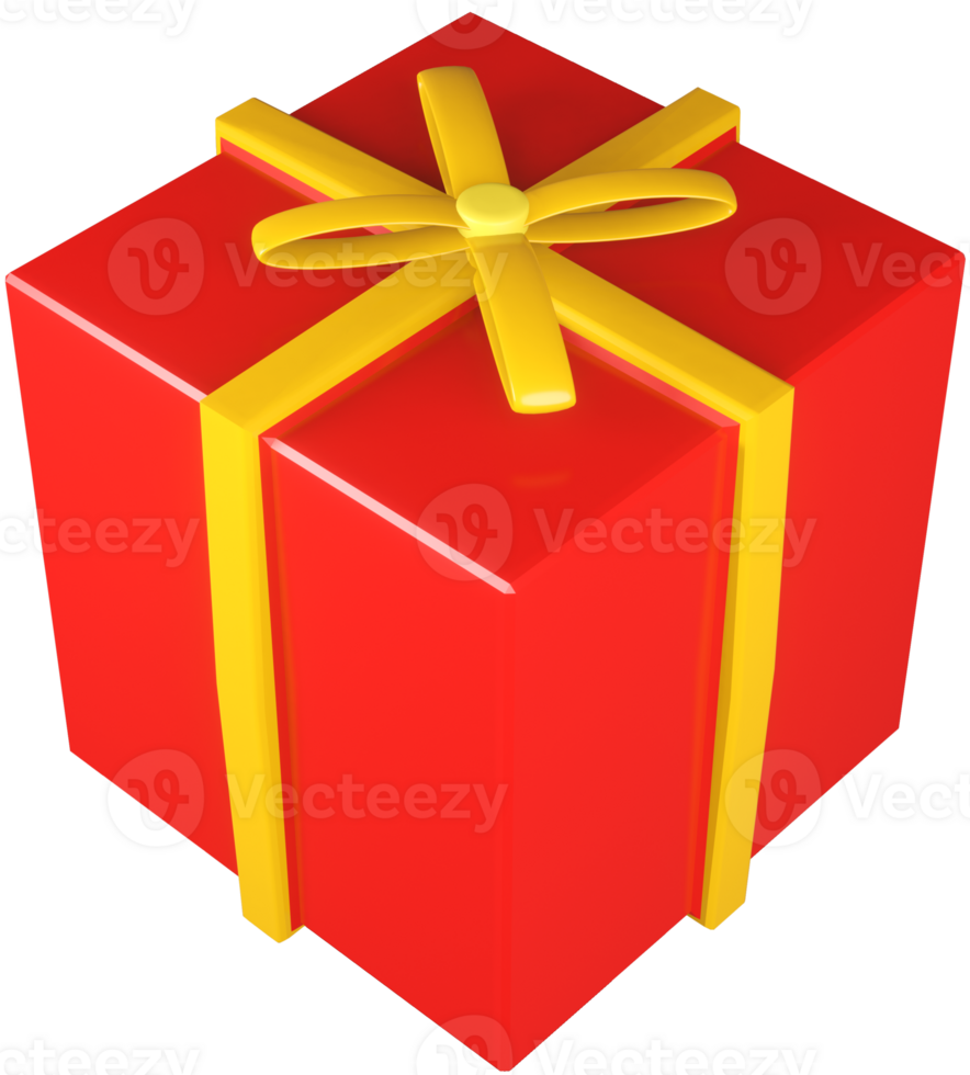 3D model of a wrapped gift with a bow on transparent background png