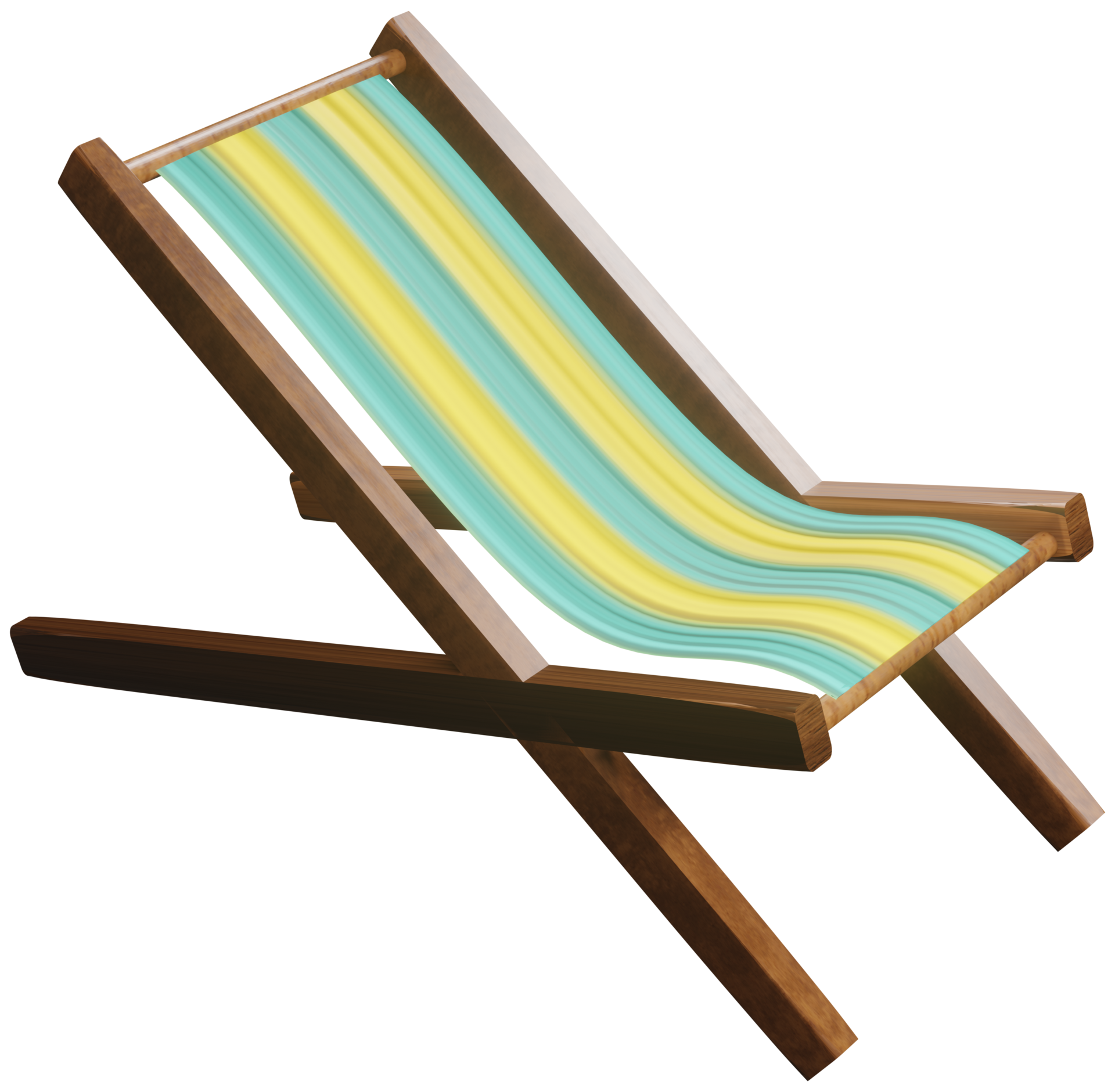 3D model of a wooden deck chair toy on a transparent background ...