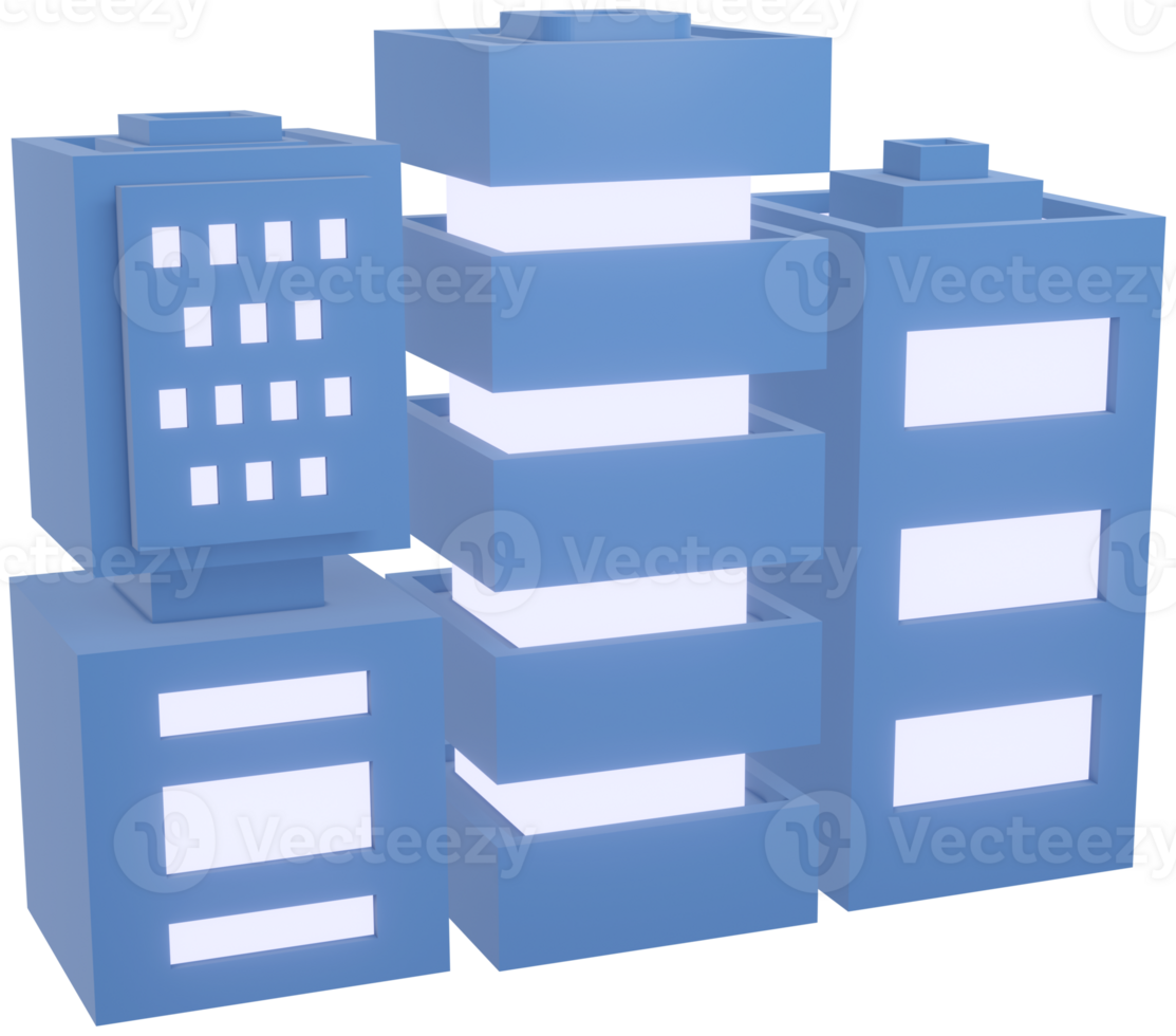 3d model multi story buildings street city on transparent background png