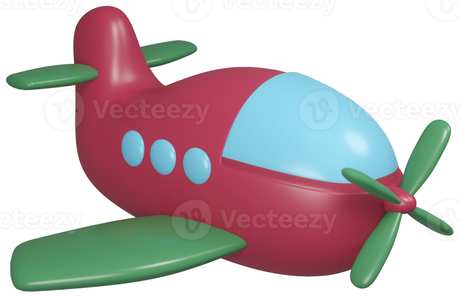 3D model of an airplane children's toy on transparent background png