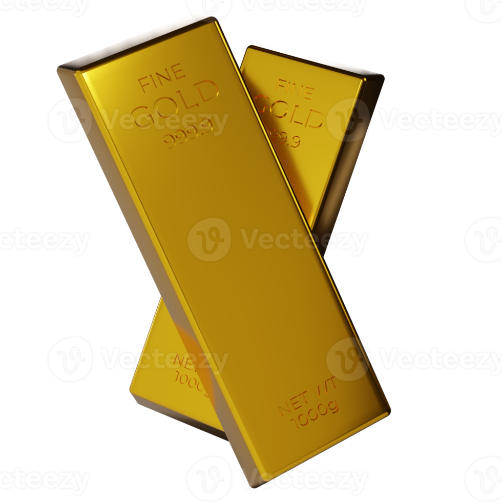 3d rendering of gold bullion. gold bar object. financial concept png