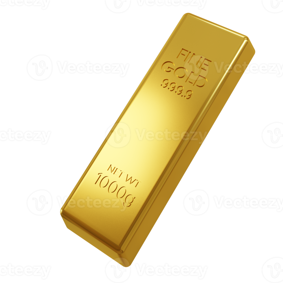 3d rendering of gold bullion. gold bar object. financial concept png