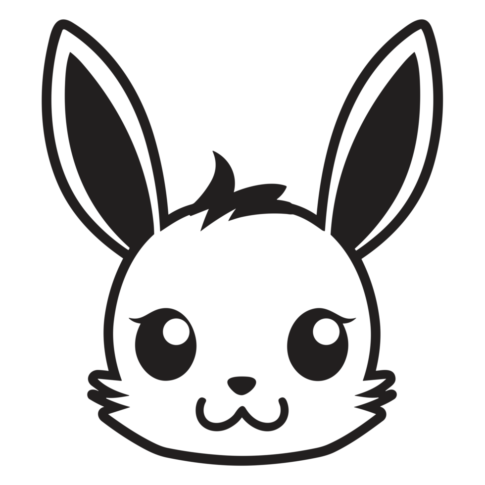 Beautiful Rabbit Face Silhouette - png