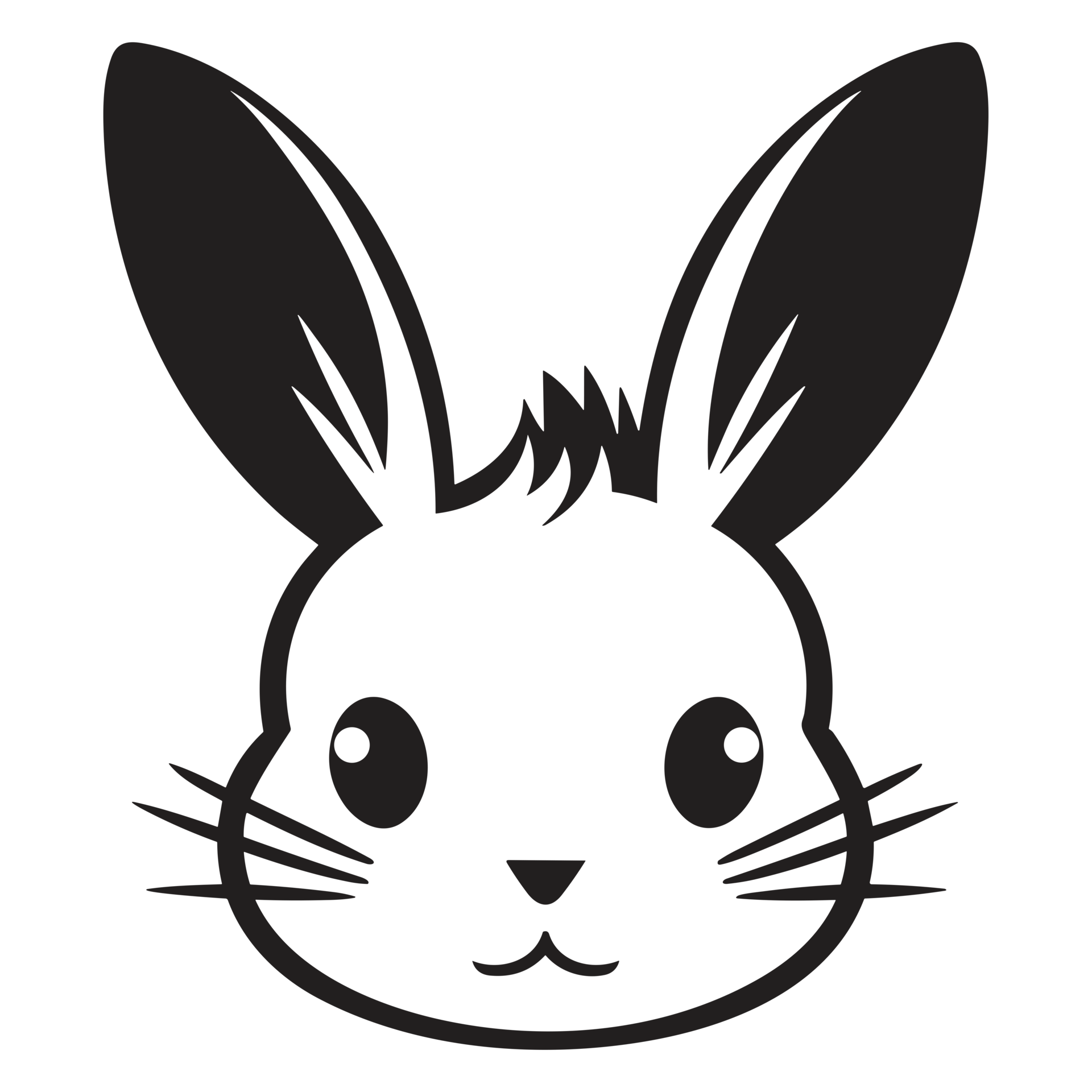 Beautiful Rabbit Face Silhouette - Generative Ai 25068777 PNG