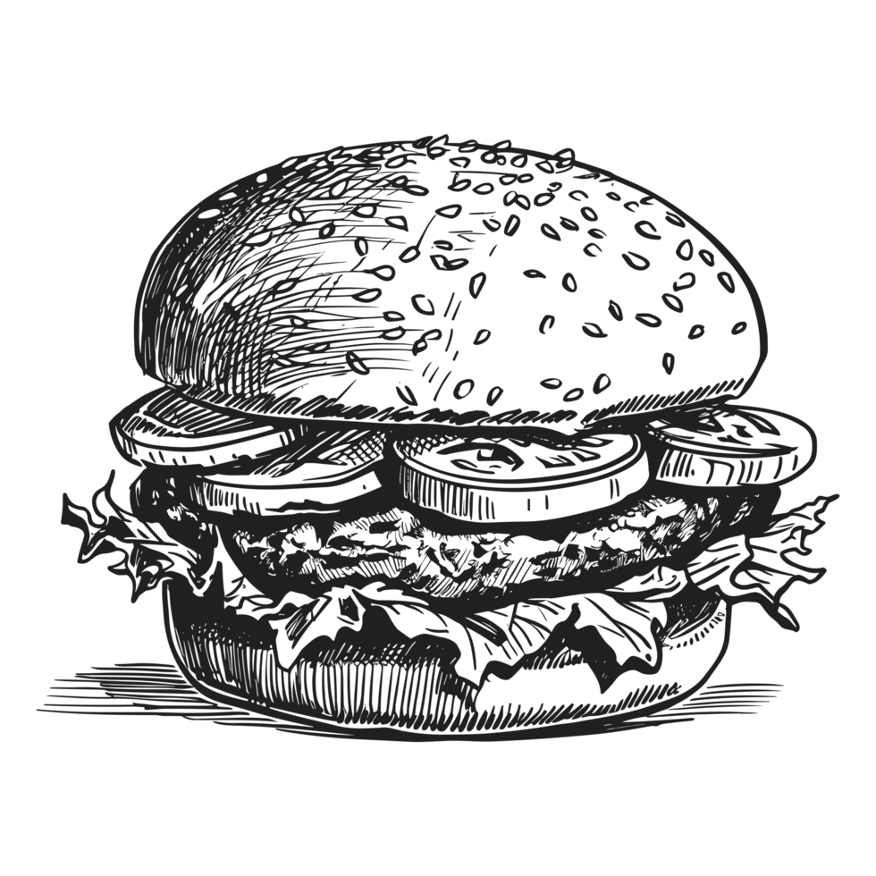 Beautiful Burger Silhouette - png
