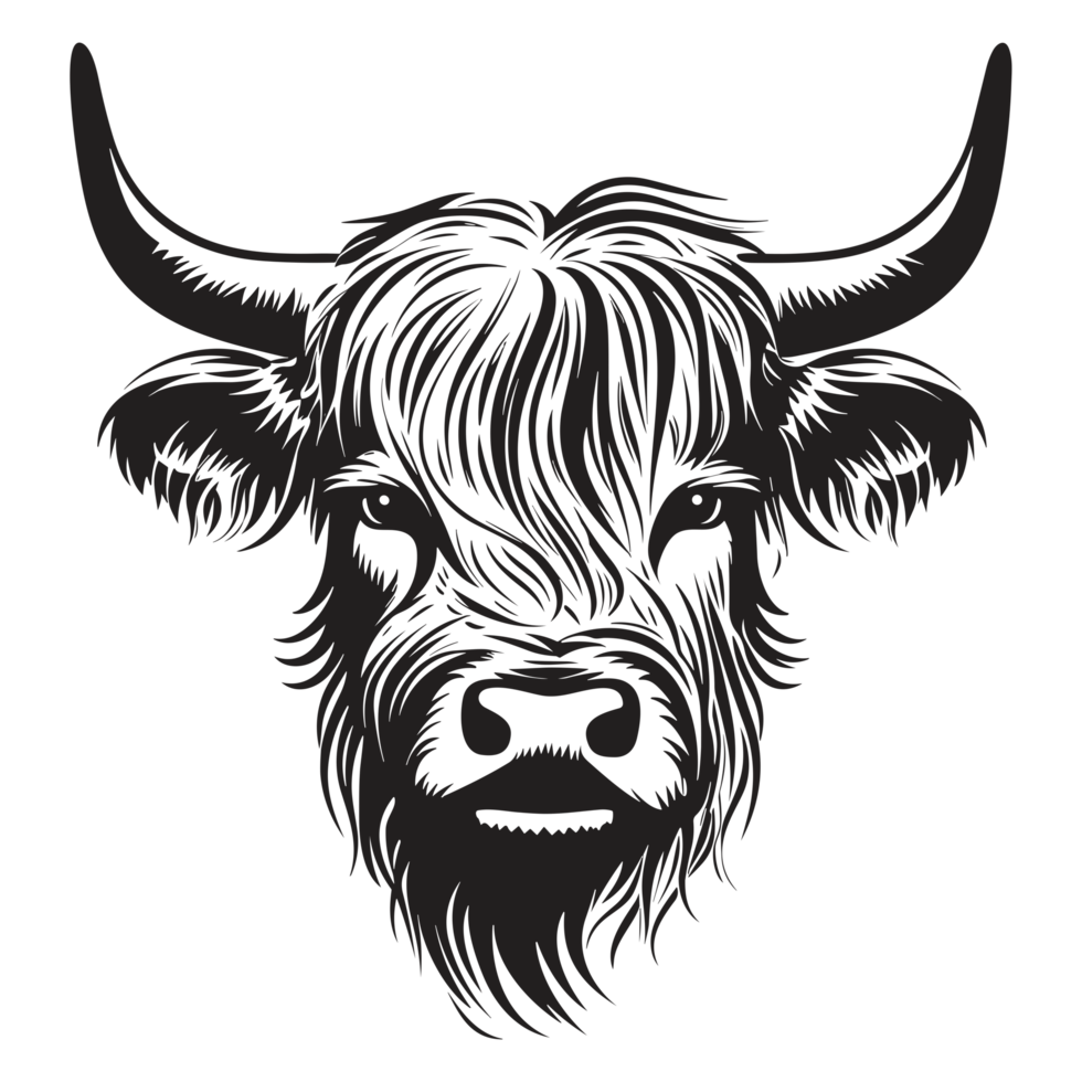 Beautiful Highland Cow Silhouette - png