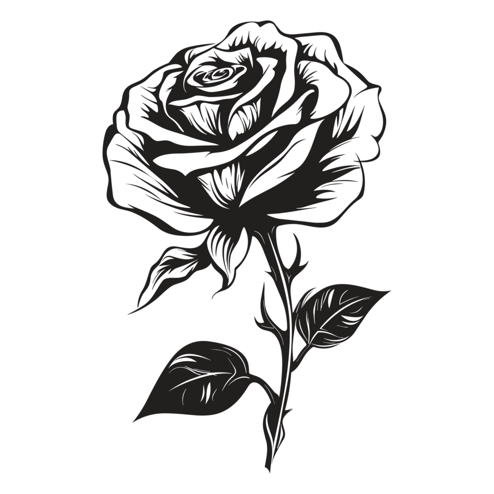 Beautiful Rose Silhouette - png