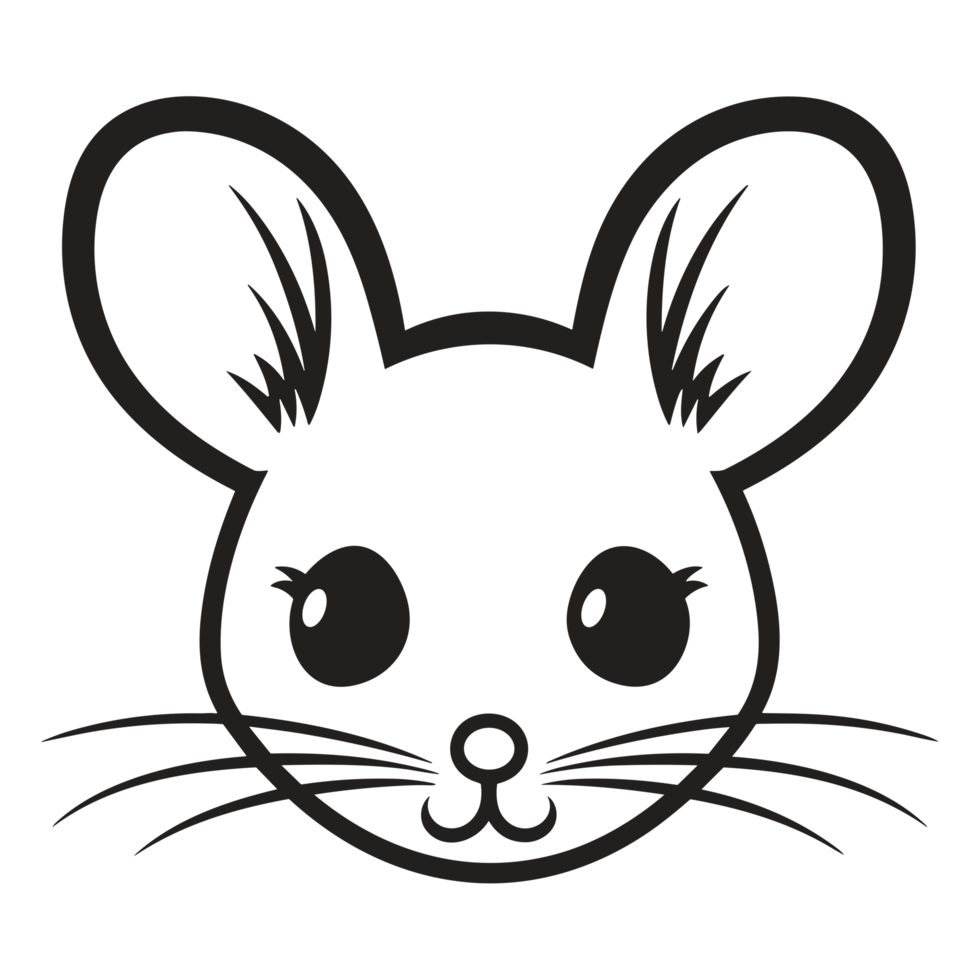 Beautiful Mouse Face Silhouette - png