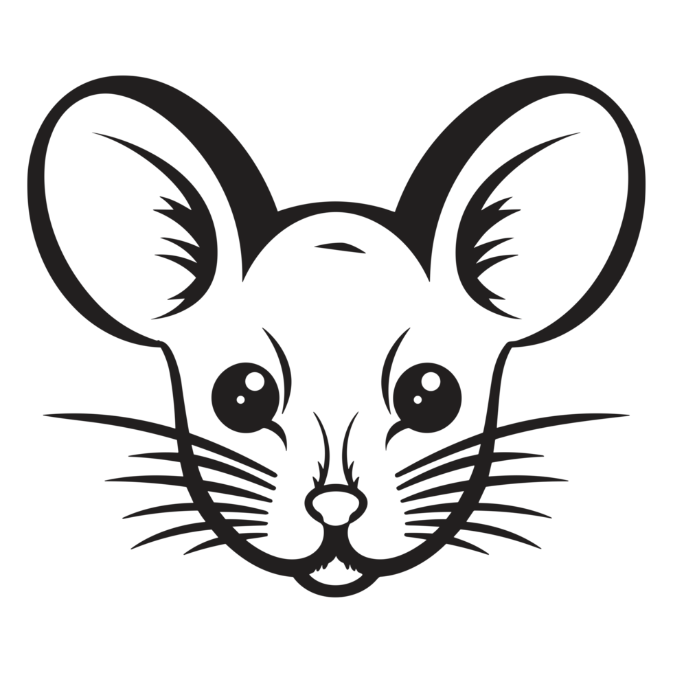 Beautiful Mouse Face Silhouette - png