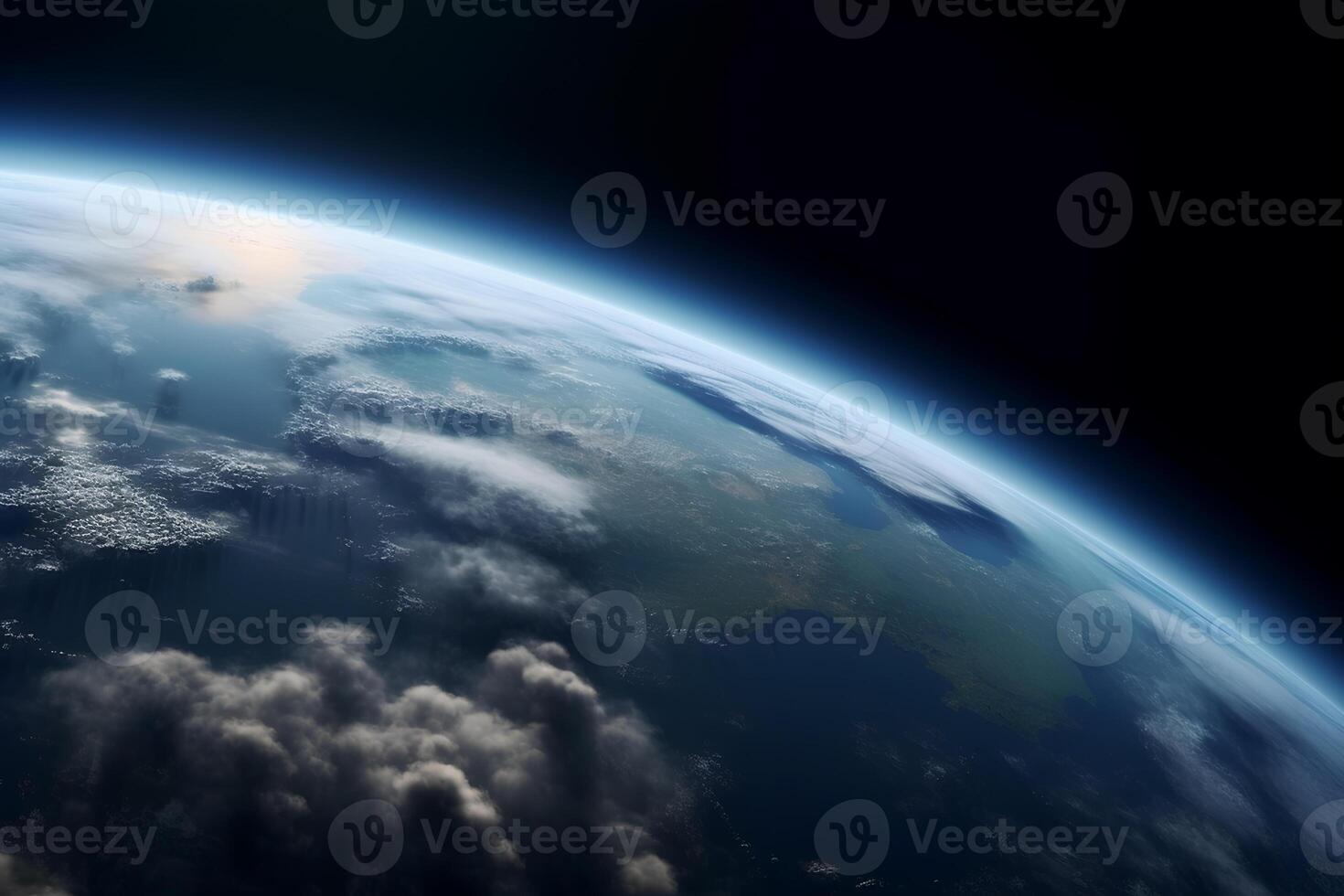 Planet earth from space realistic banner background photo