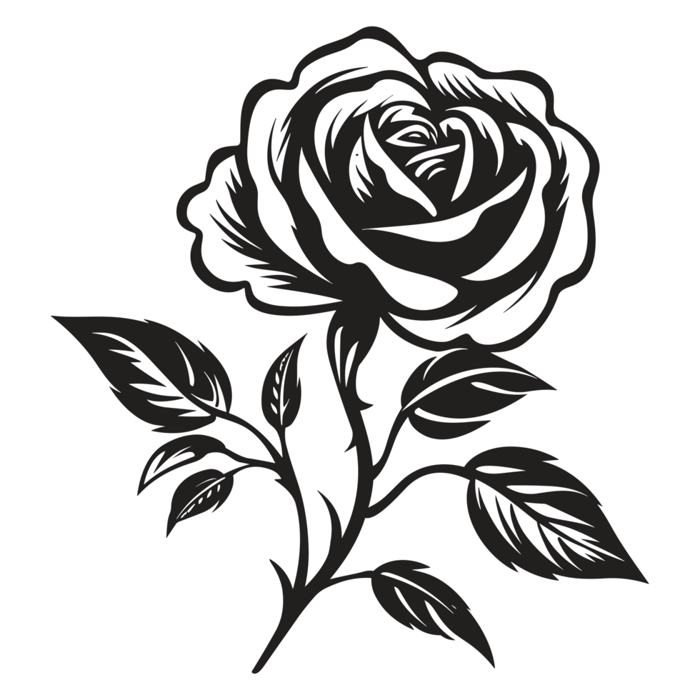 Beautiful Rose Silhouette - png