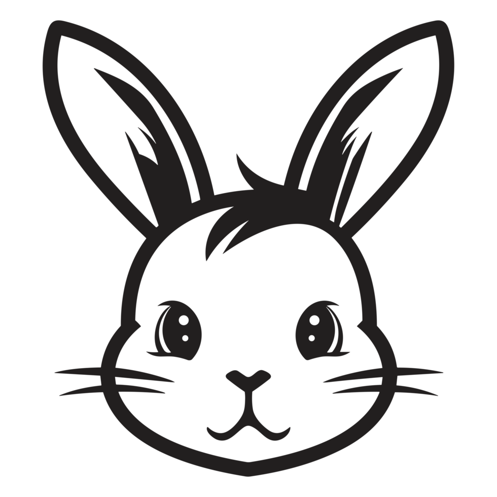 Beautiful Rabbit Face Silhouette - Generative Ai 25069722 PNG