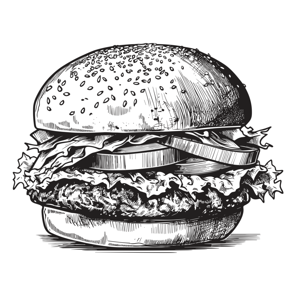Beautiful Burger Silhouette - png