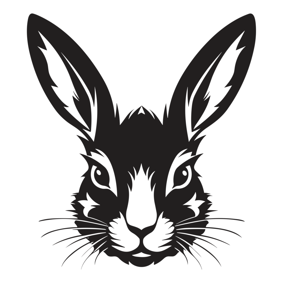 Beautiful Rabbit Face Silhouette - png