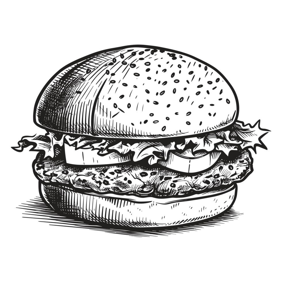 Beautiful Burger Silhouette - png