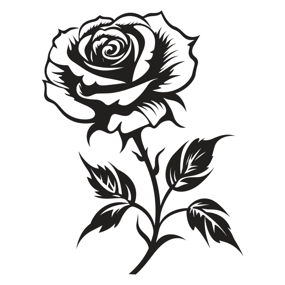 Beautiful Rose Silhouette - Generative Ai png