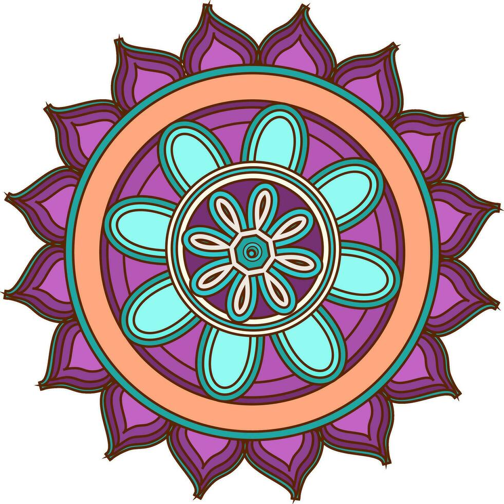 Artistic colorful mandala with floral design. vector